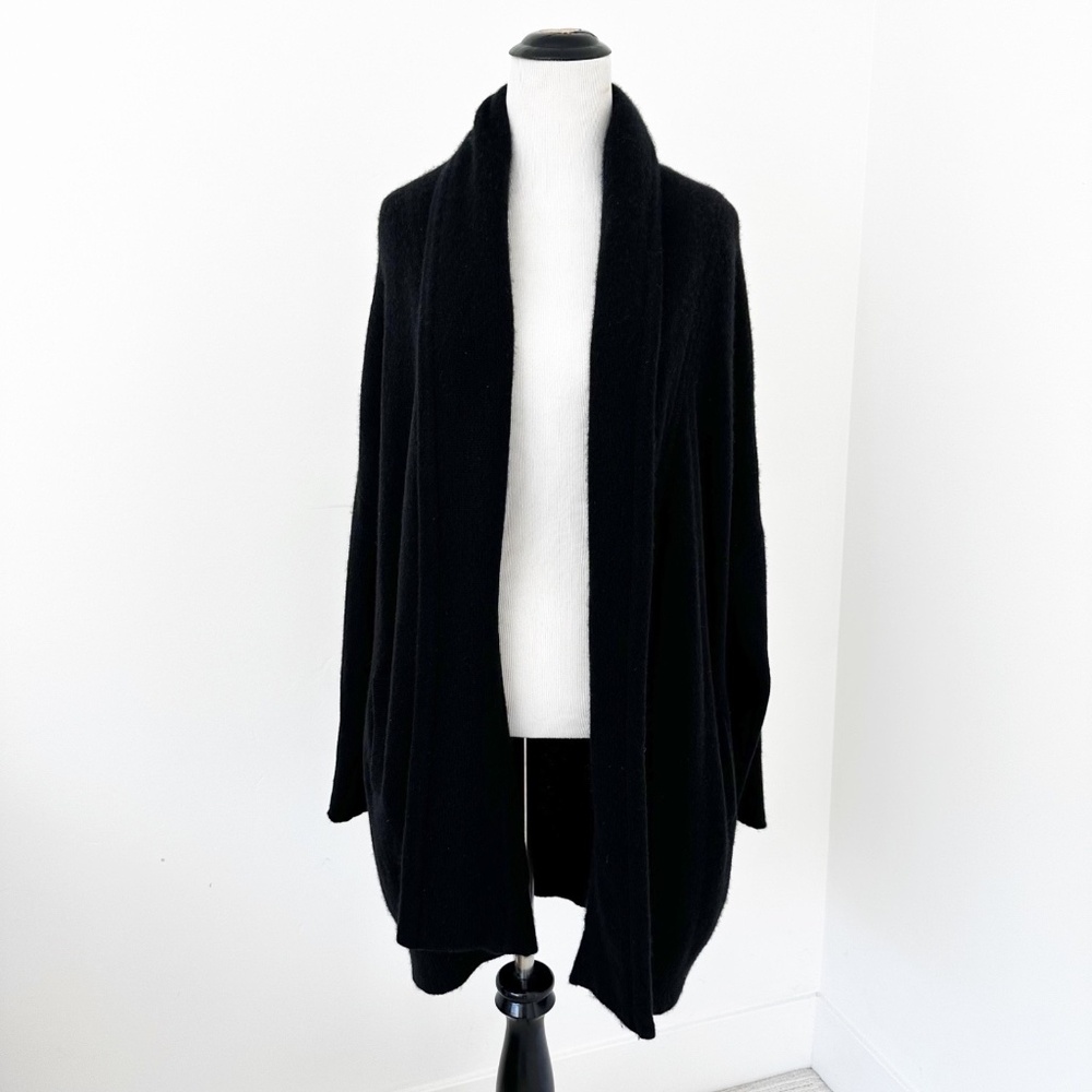 NAKEDCASHMERE River Women’s S Black Open Front Cardigan Oversized Luxe Cozy - Picture 3 of 12